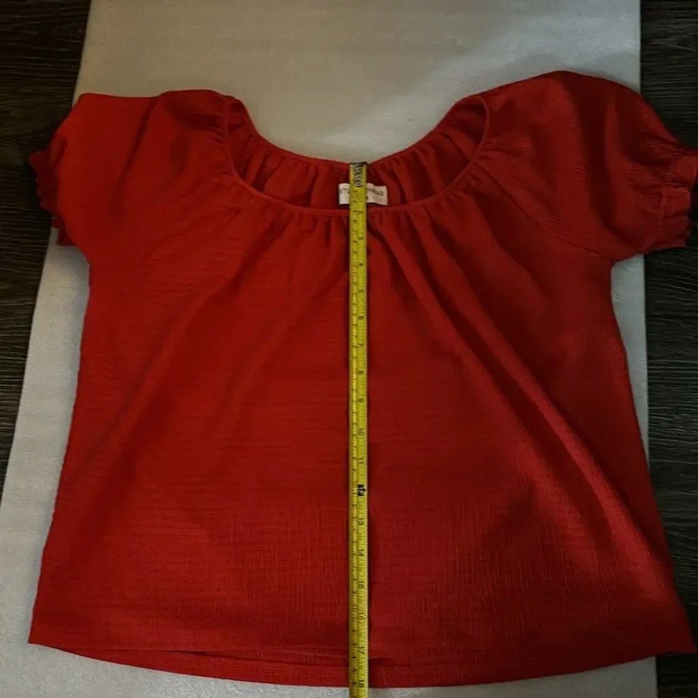 Madewell Texture & Thread Peasant Top Red Puff Sleeve S Boho Costal Cowgirl Chic